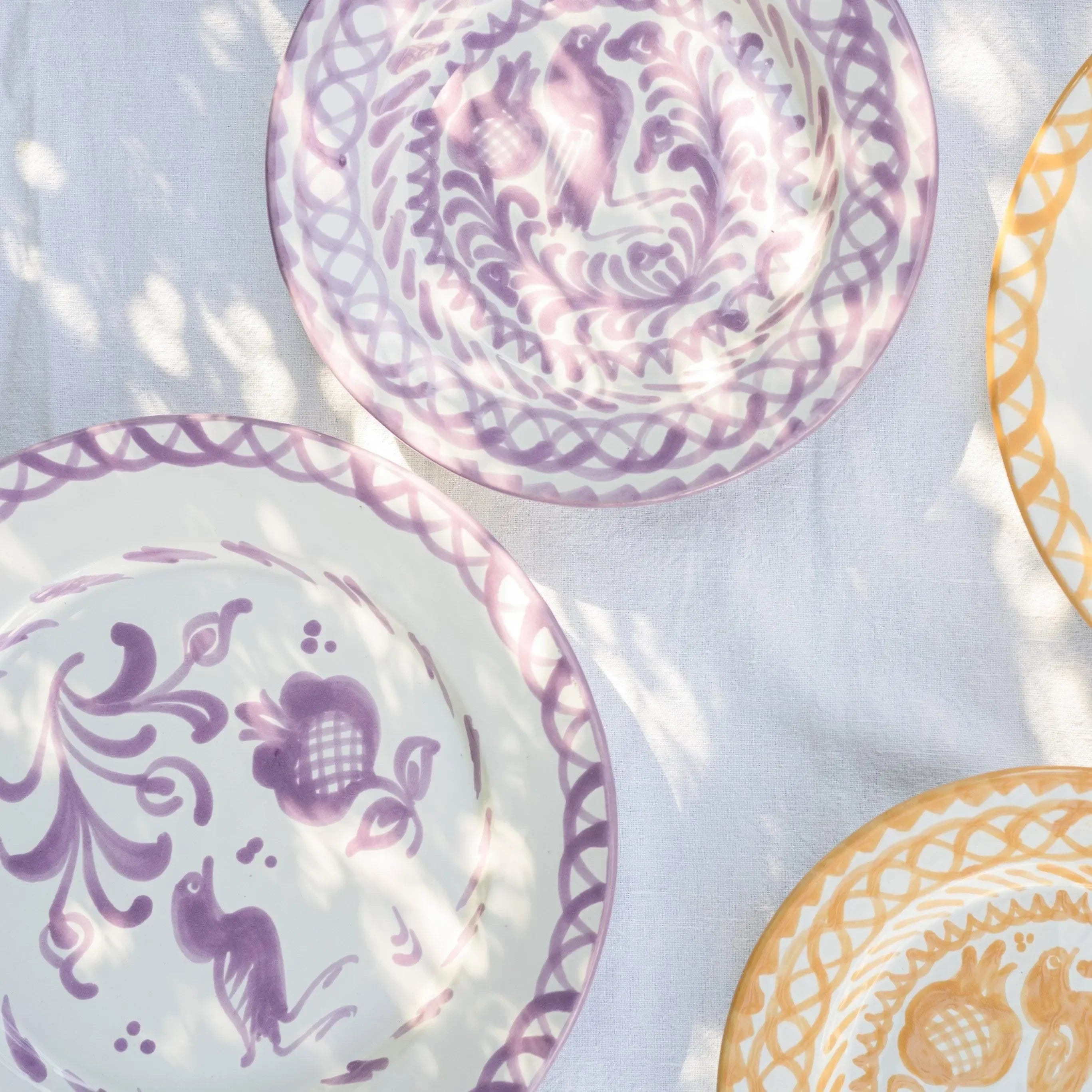 Dinner plate with hand painted designs - The Mayfair Hall