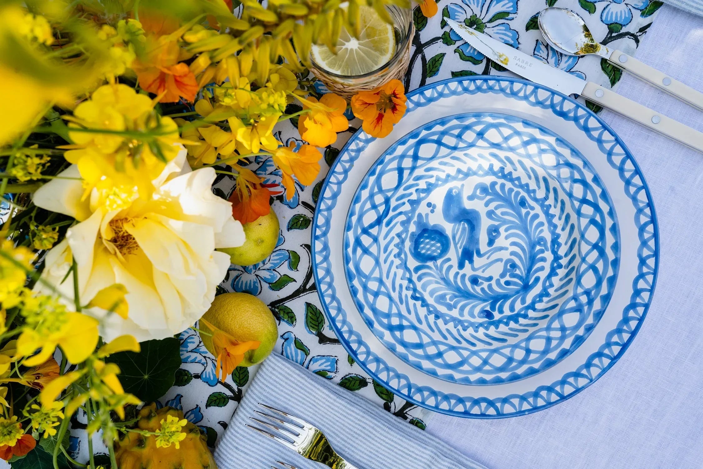 Salad plate with hand painted designs - The Mayfair Hall
