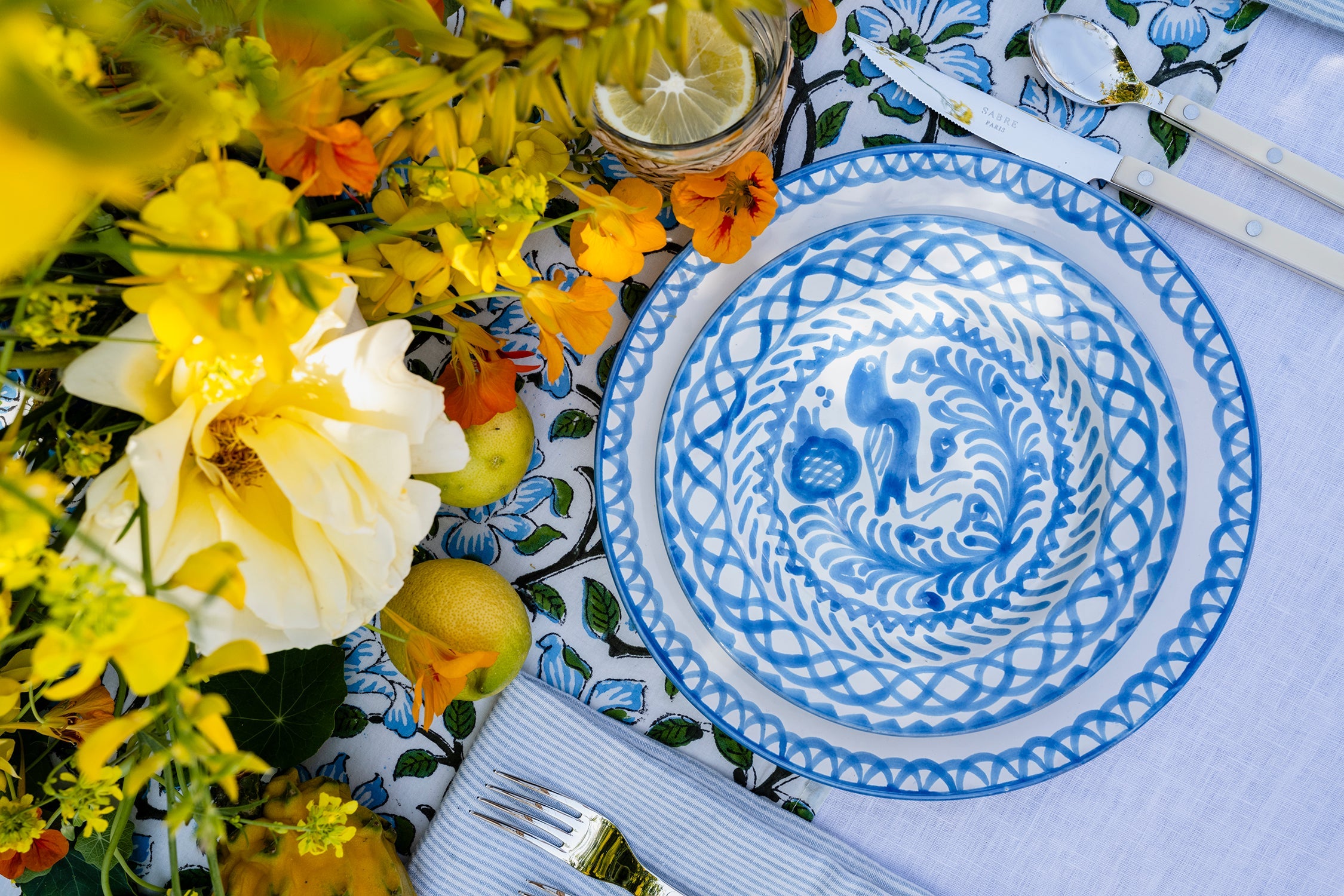 Salad plate with hand painted designs