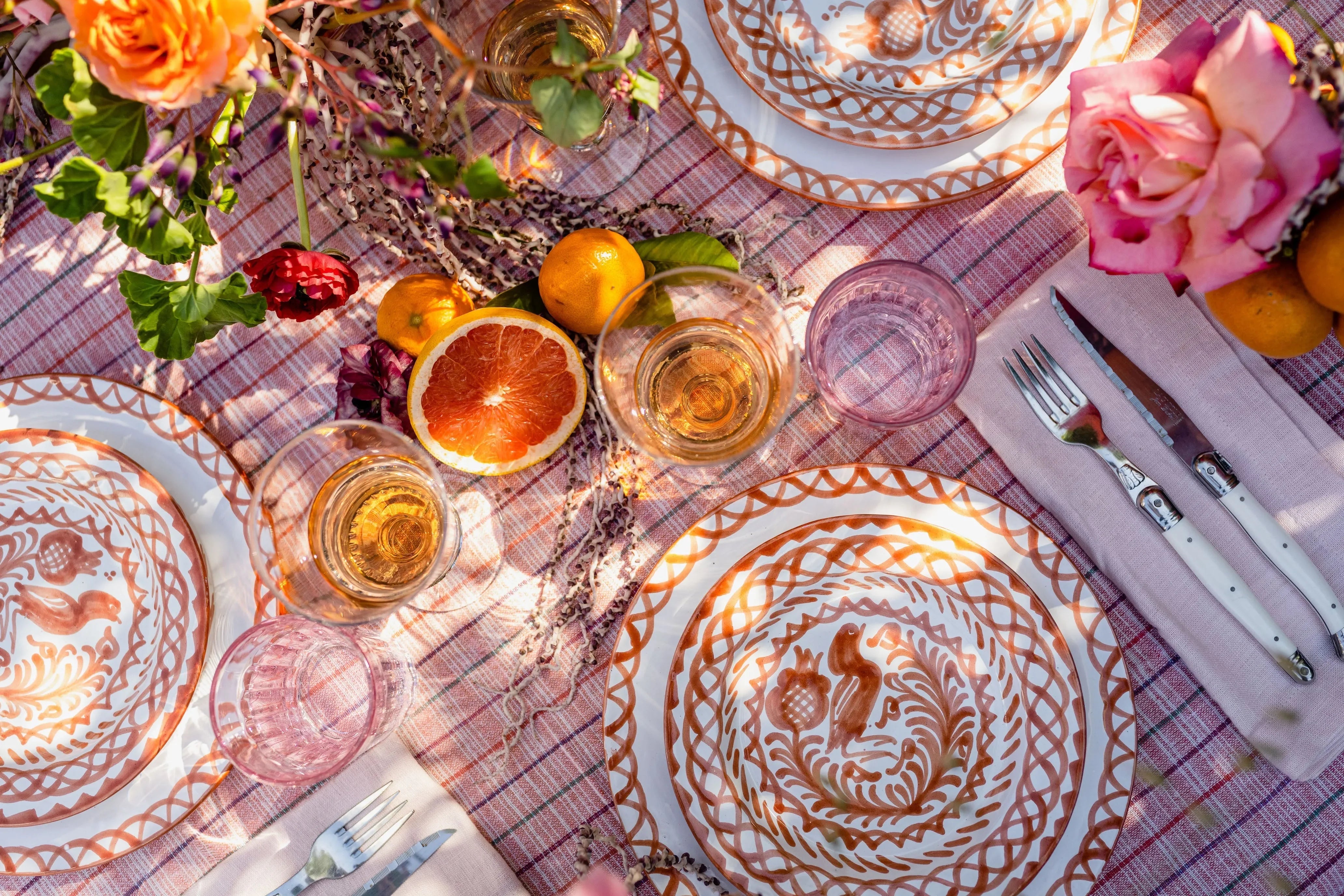 Salad plate with hand painted designs - The Mayfair Hall