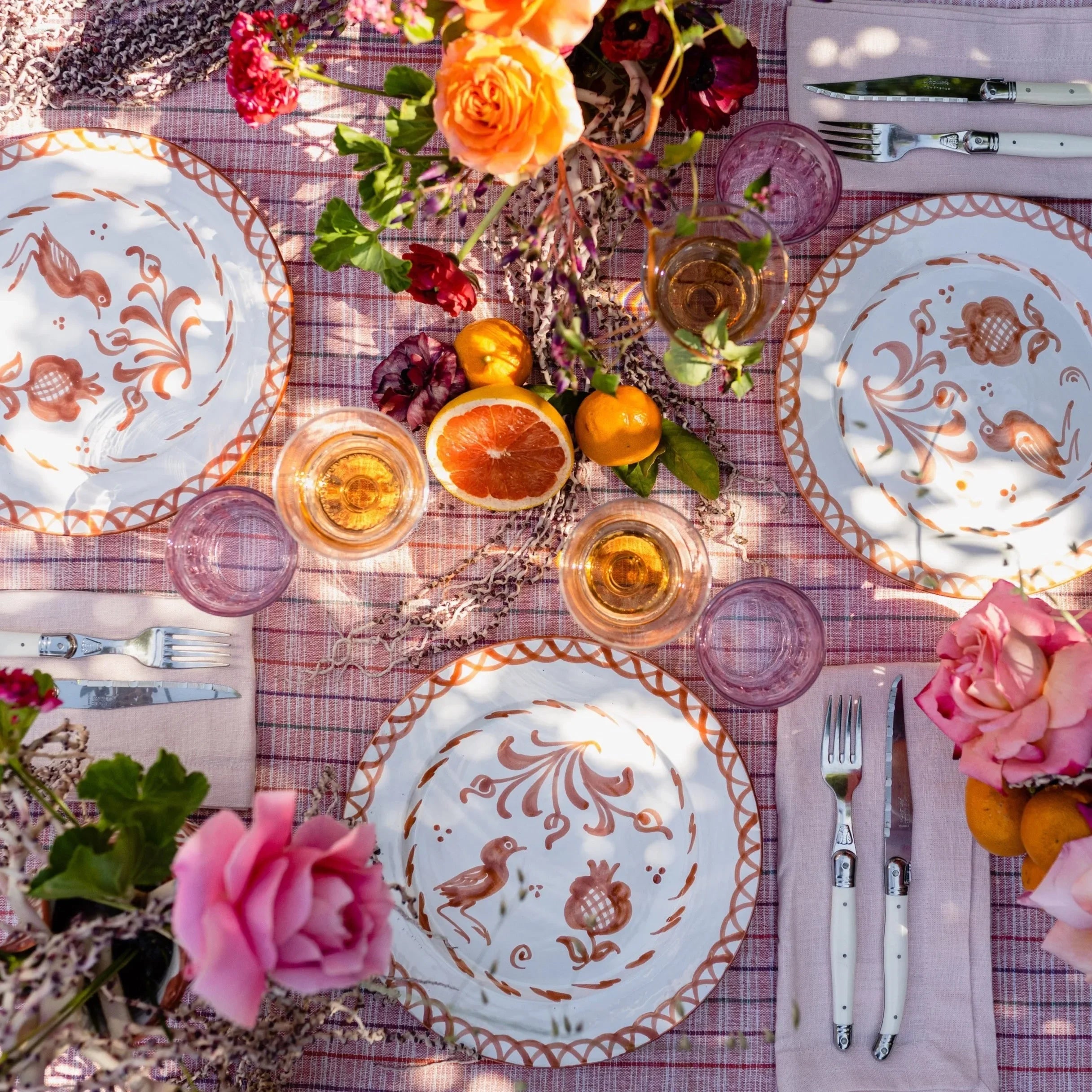 Dinner plate with hand painted designs - The Mayfair Hall