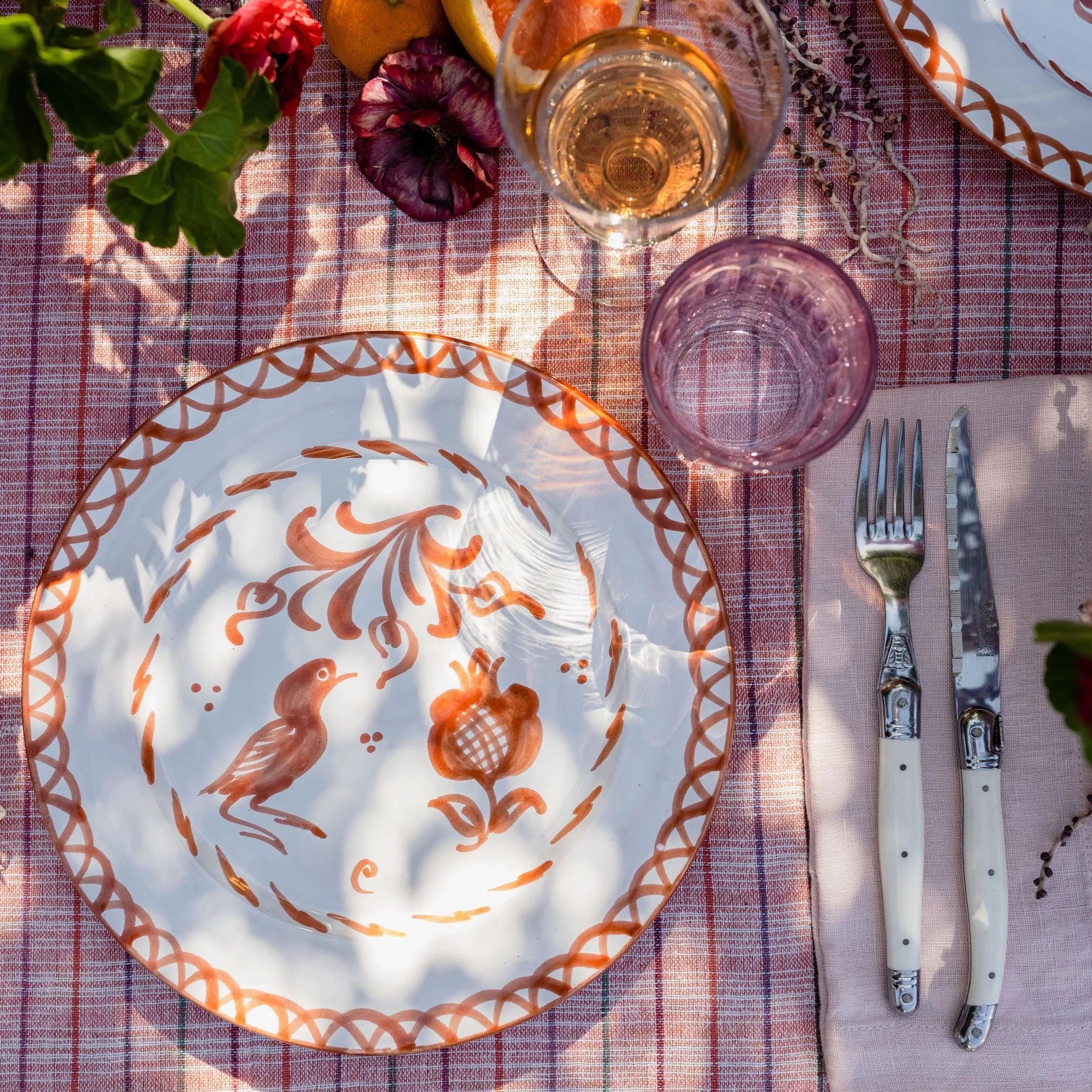 Dinner plate with hand painted designs - The Mayfair Hall