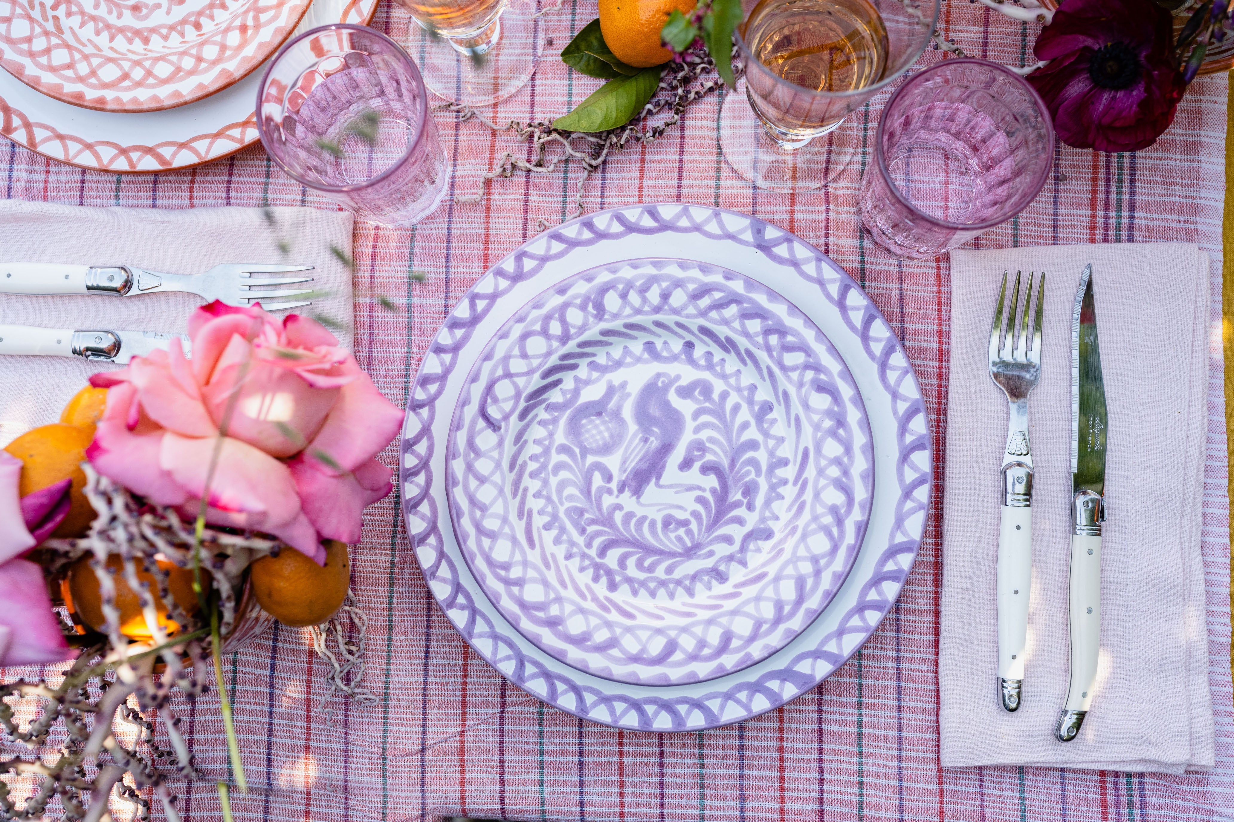 Salad plate with hand painted designs