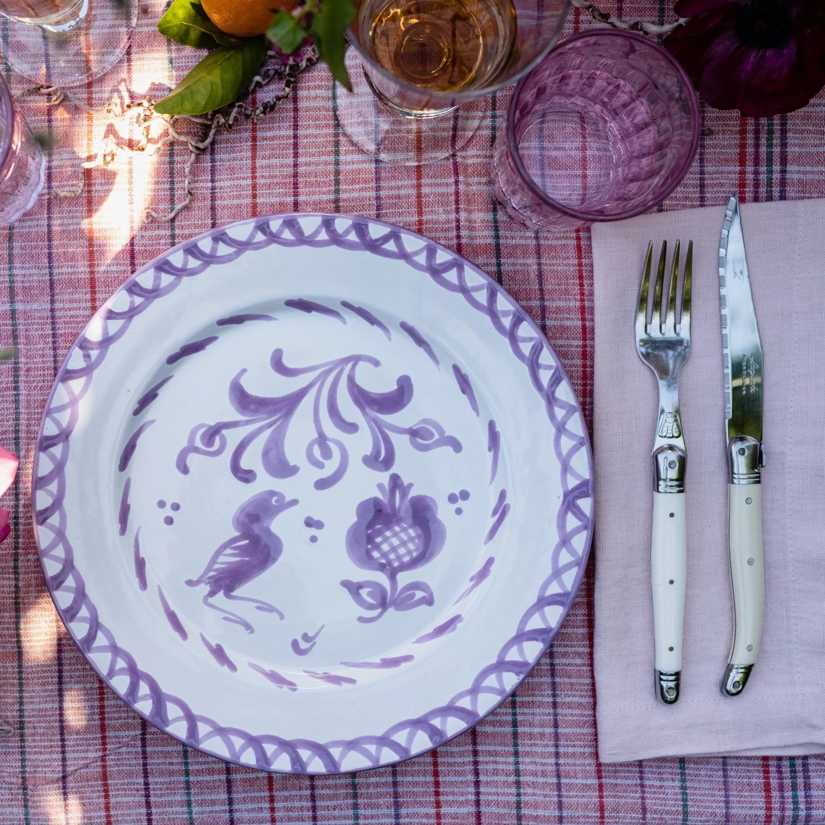 Dinner plate with hand painted designs - The Mayfair Hall