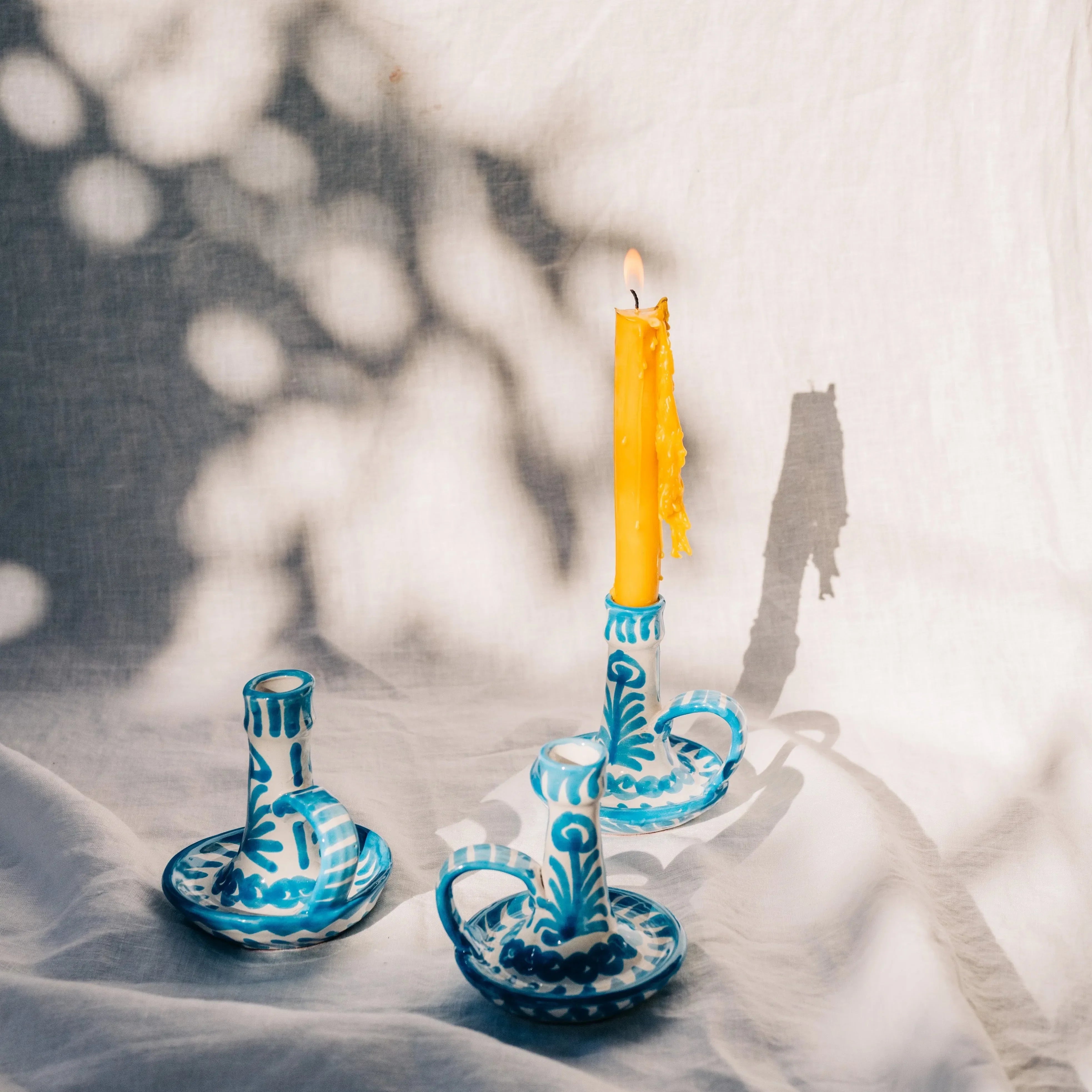 Candlestick with hand painted designs - The Mayfair Hall