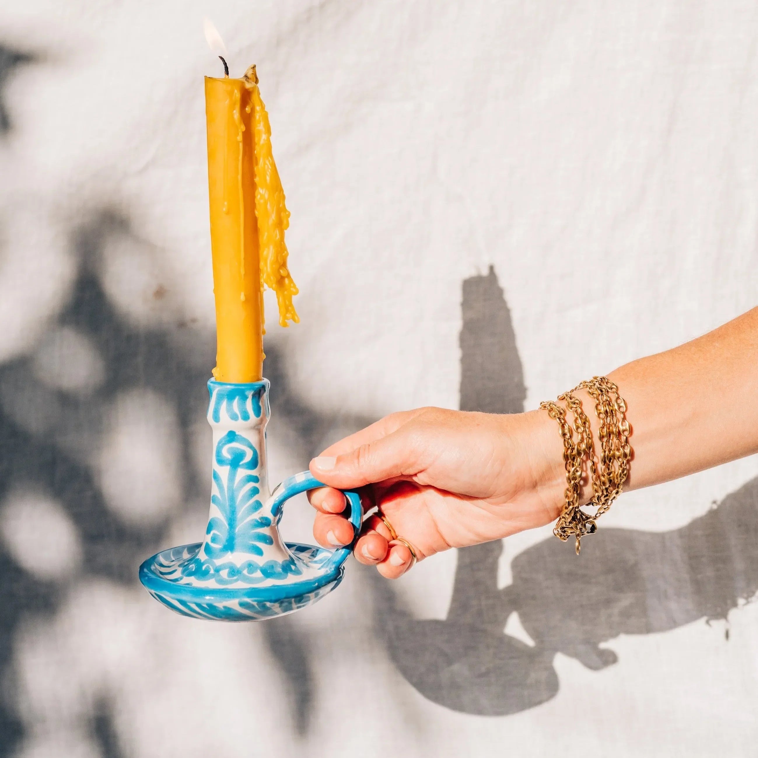 Candlestick with hand painted designs - The Mayfair Hall