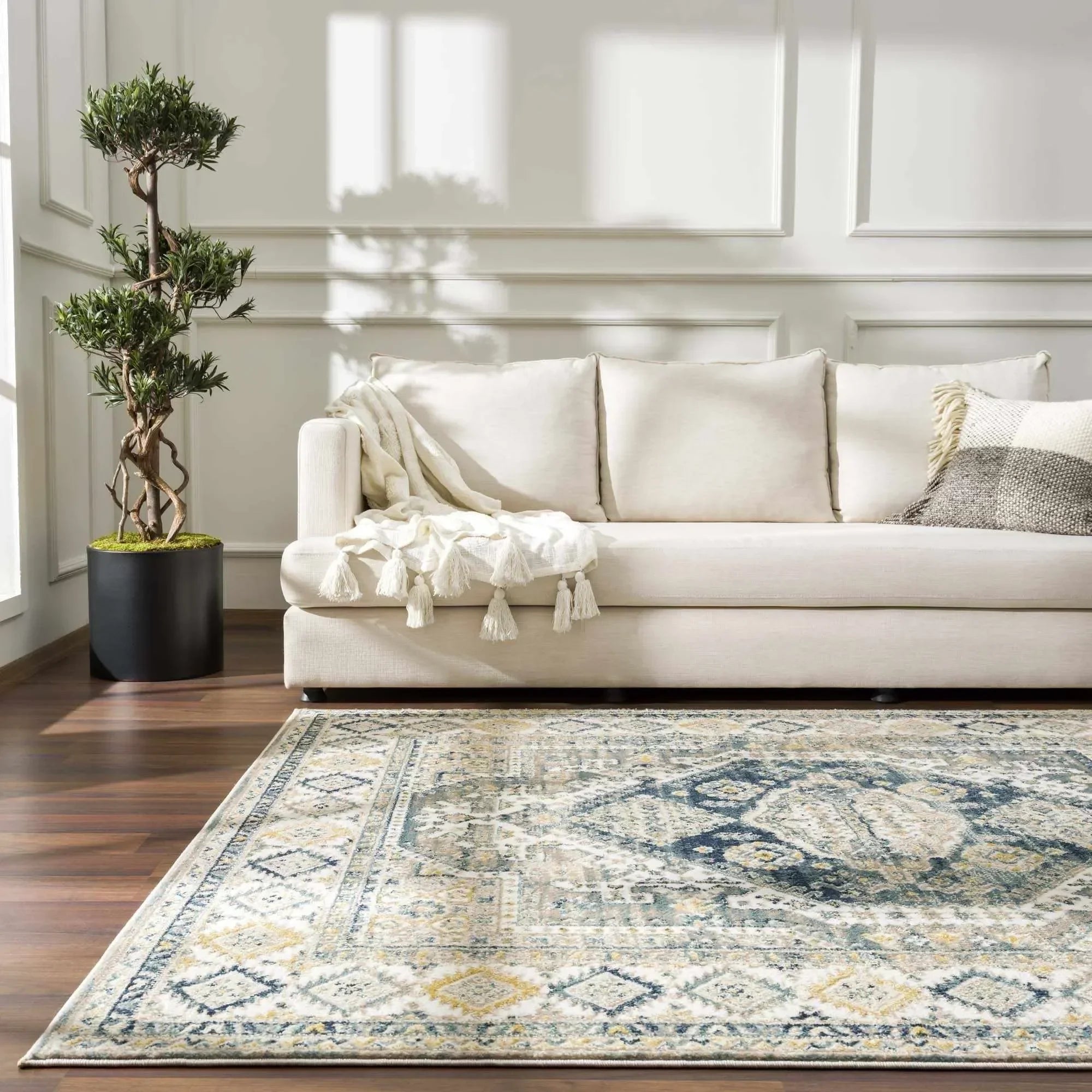 Brend Blue Medallion Area Rug - The Mayfair Hall