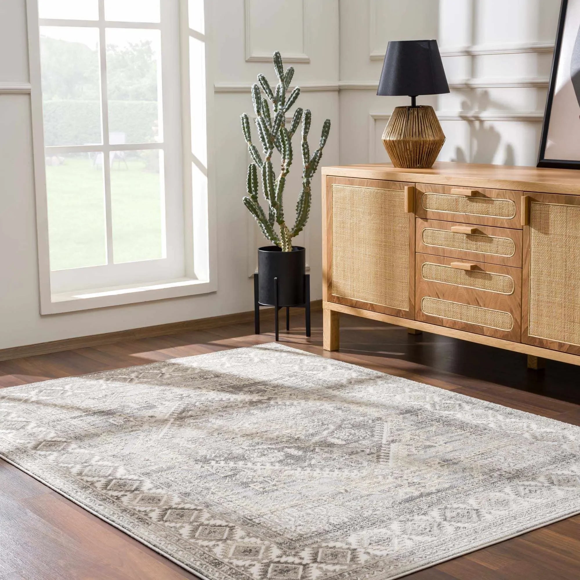 Brend Taupe Medallion Area Rug - The Mayfair Hall