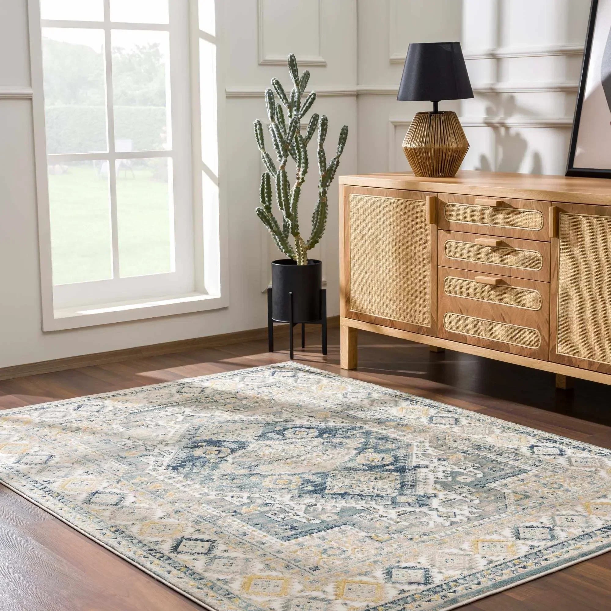 Brend Blue Medallion Area Rug - The Mayfair Hall