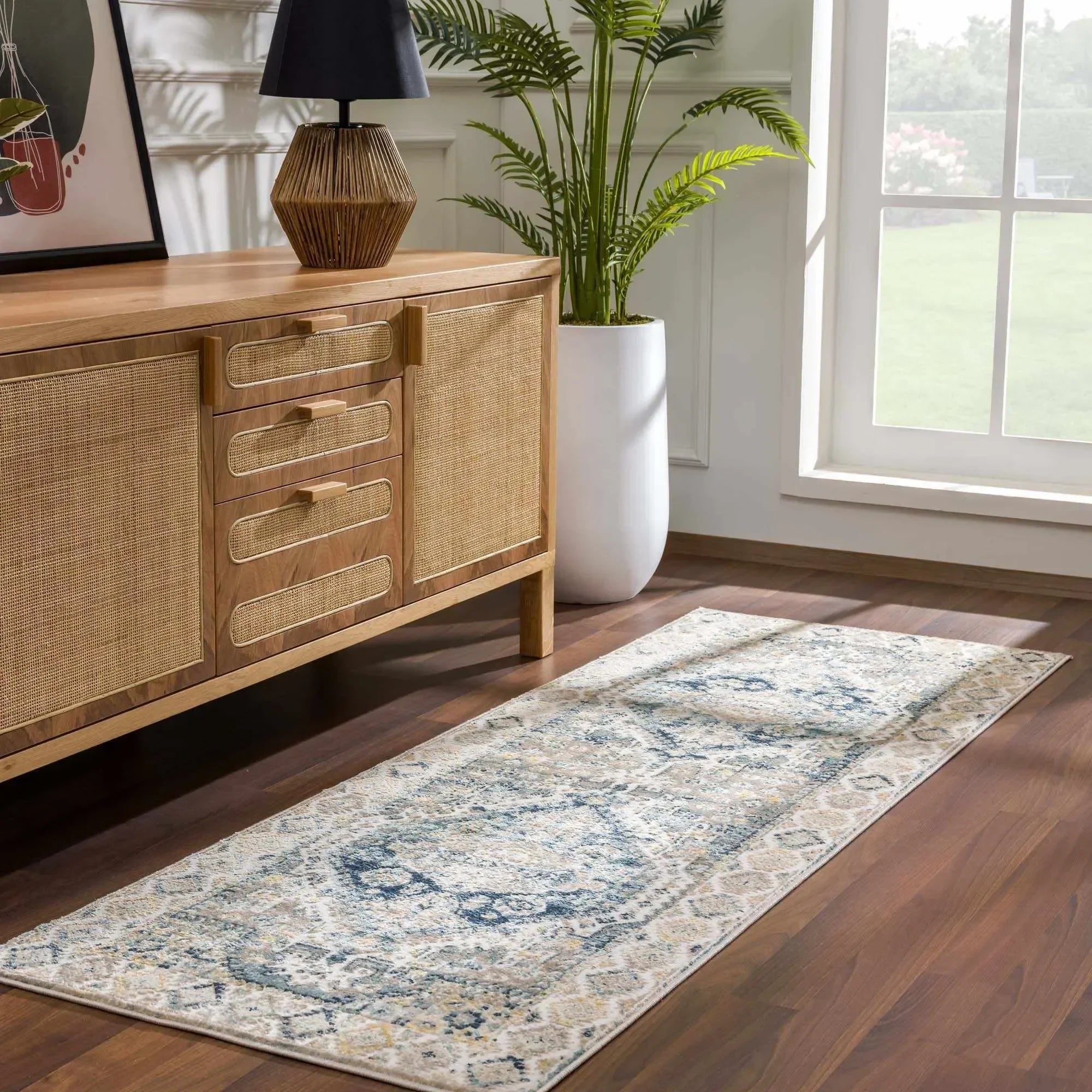 Brend Blue Medallion Area Rug - The Mayfair Hall