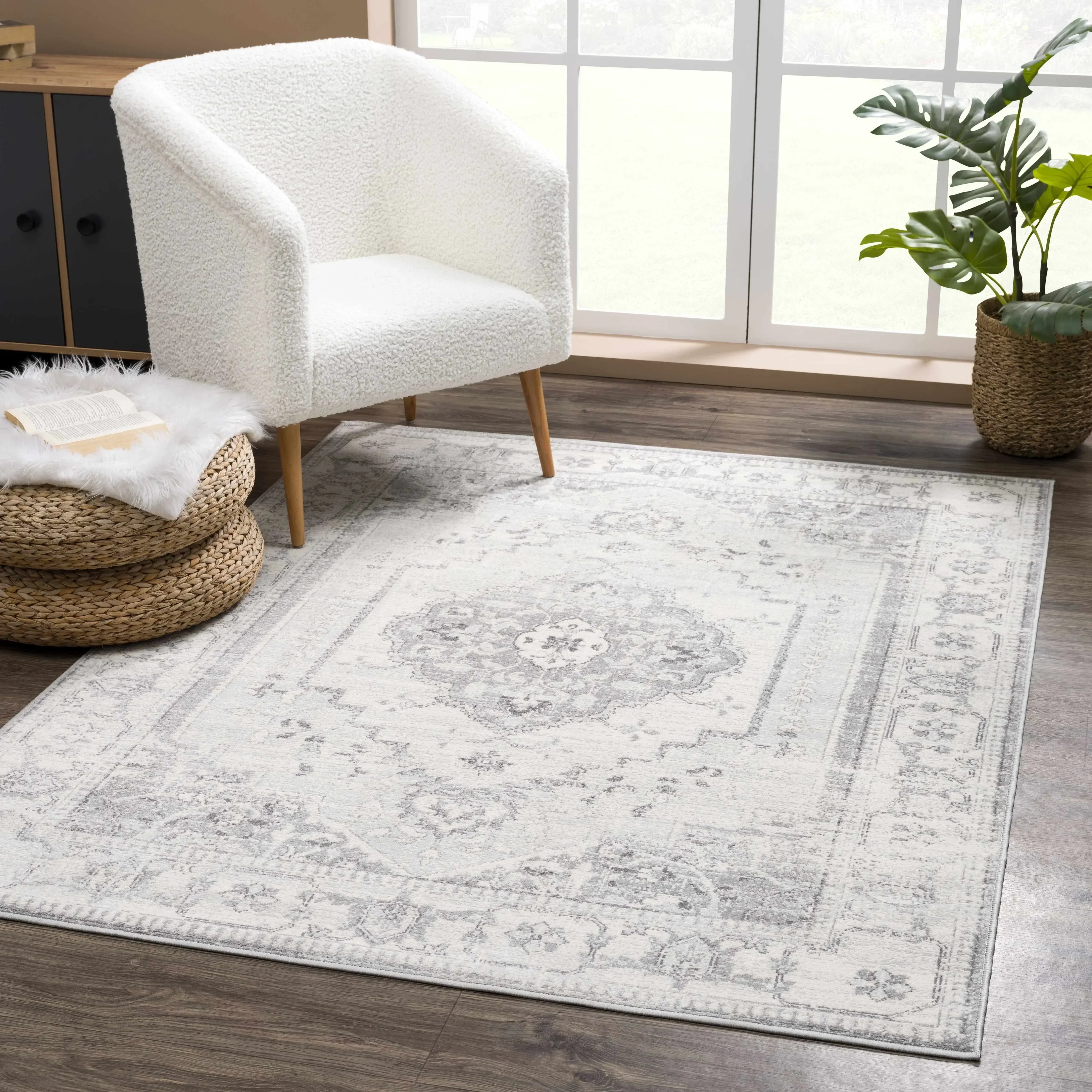 Ivory & Gray Medallion Rug TGS2315 - Limited Edition - The Mayfair Hall