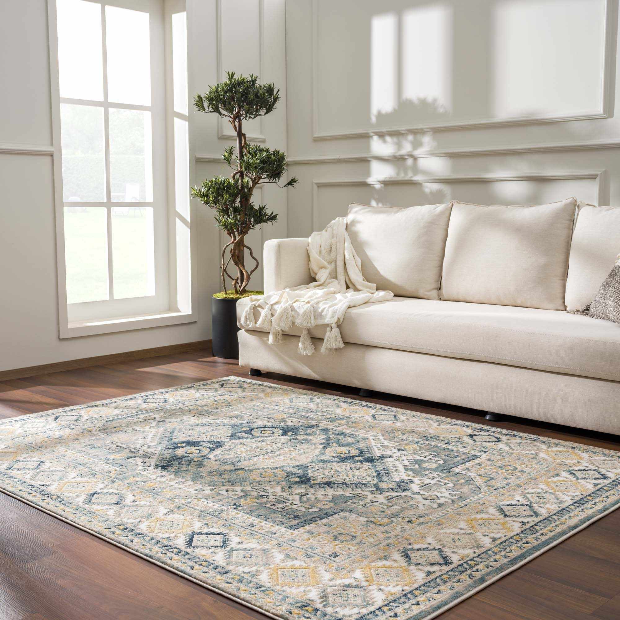 Brend Blue Medallion Area Rug - Clearance