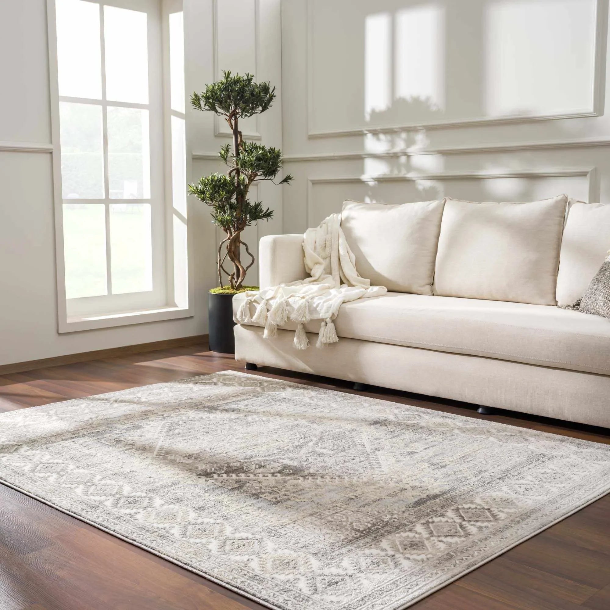 Brend Taupe Medallion Area Rug - The Mayfair Hall