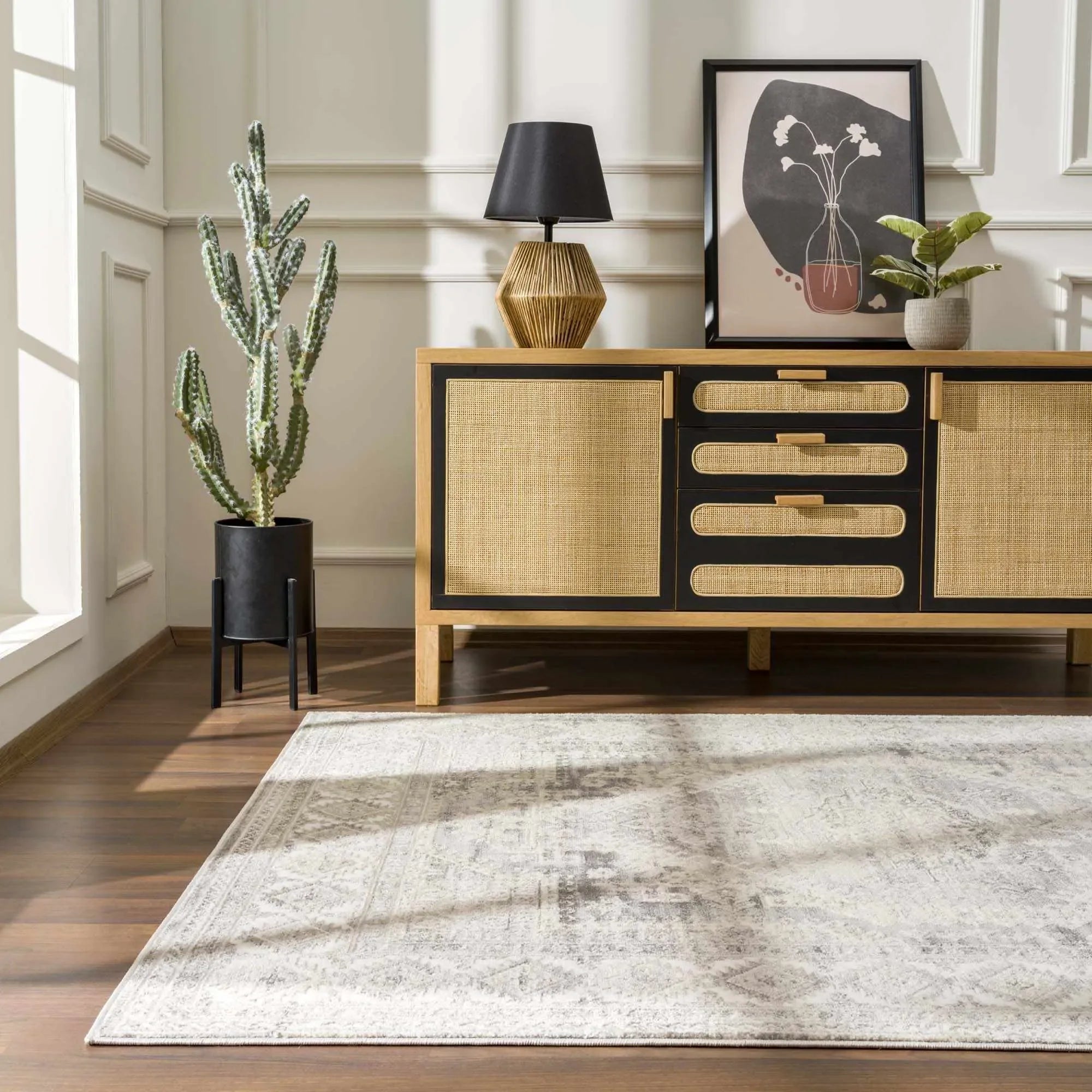 Brend Taupe Medallion Area Rug - The Mayfair Hall