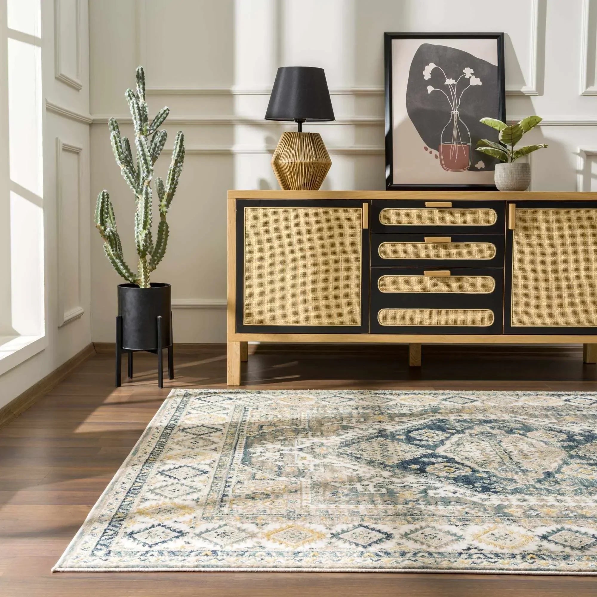 Brend Blue Medallion Area Rug - The Mayfair Hall