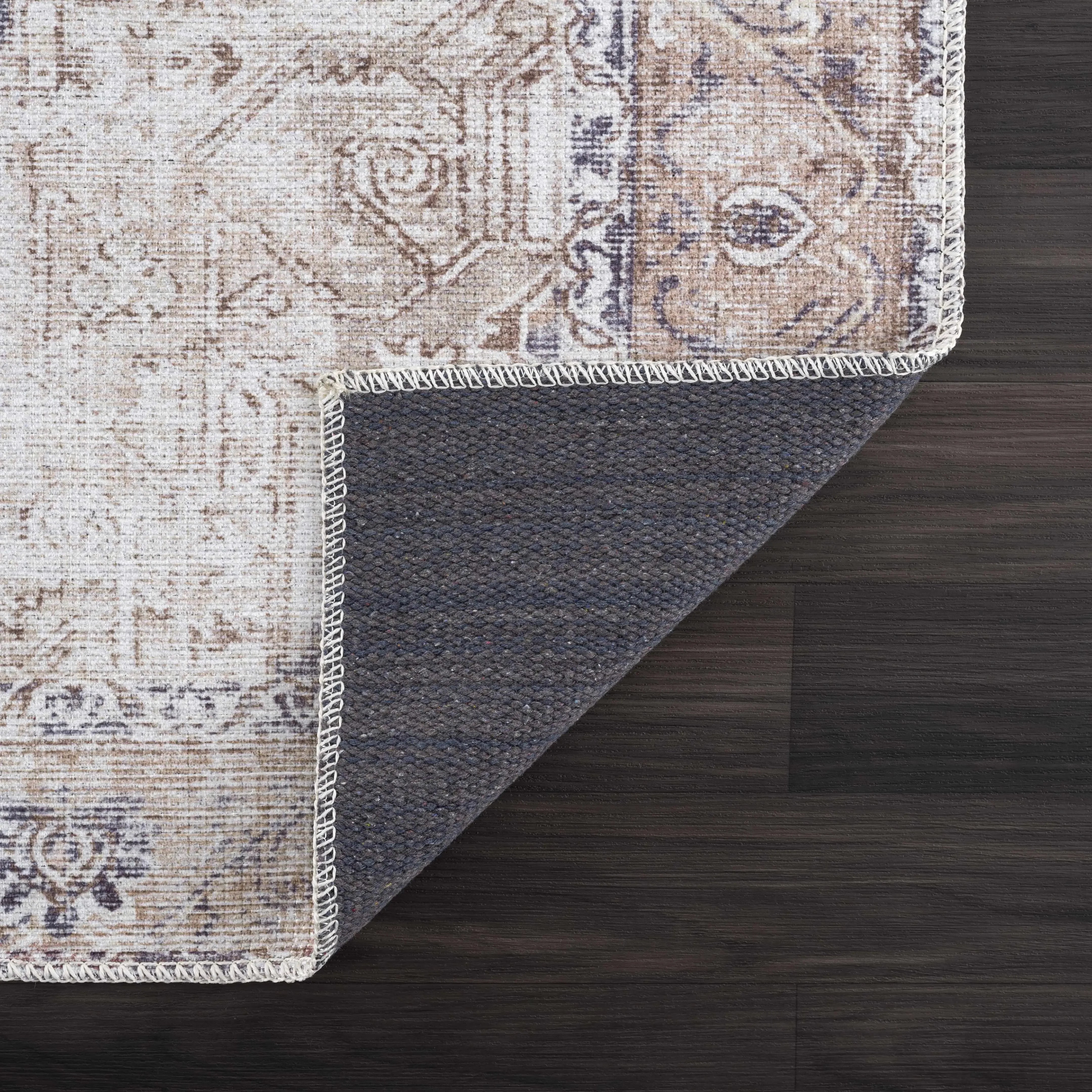 Beige Rosman Washable Area Rug - The Mayfair Hall