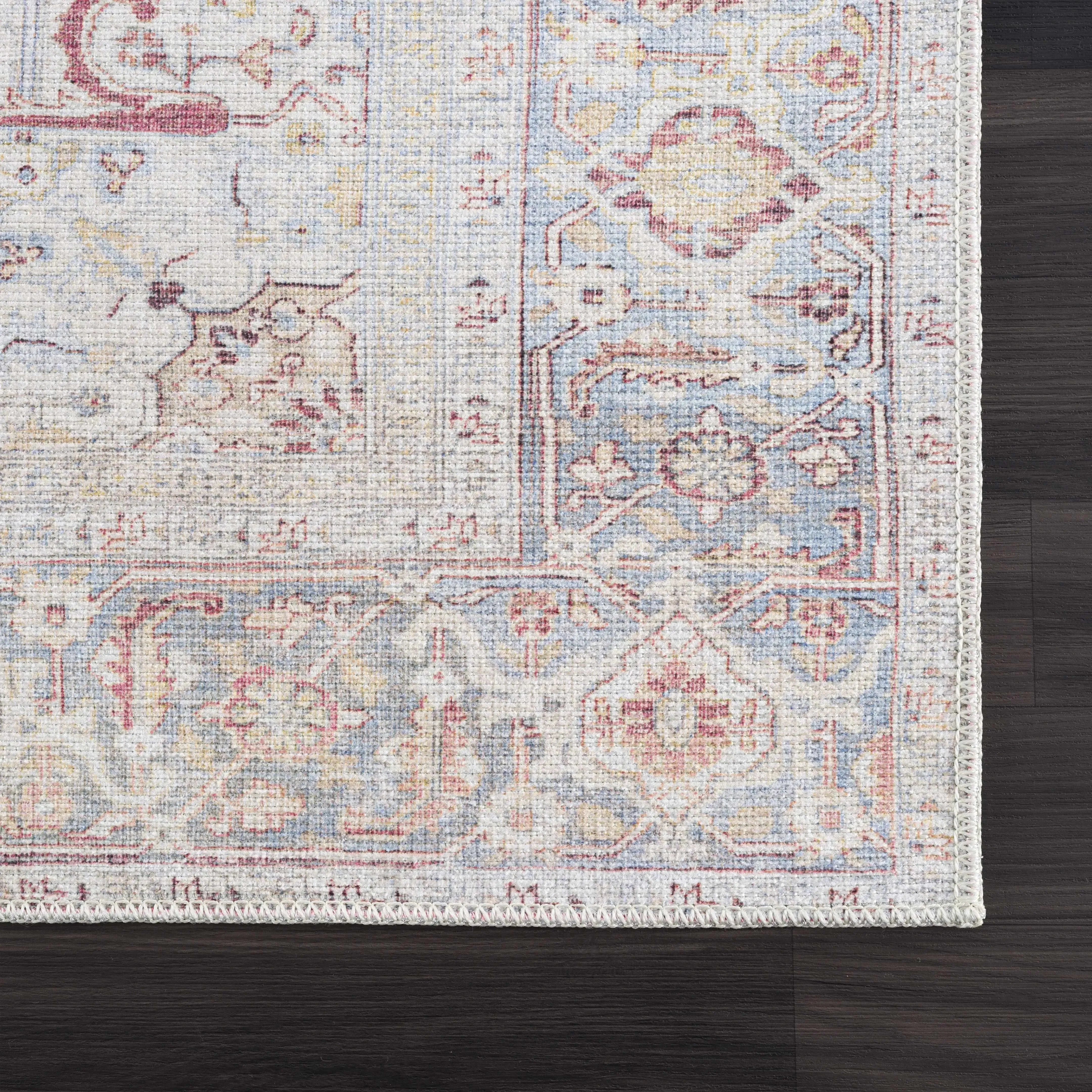 Cream Rust Leeston Vintage Washable Area Rug - Clearance - The Mayfair Hall