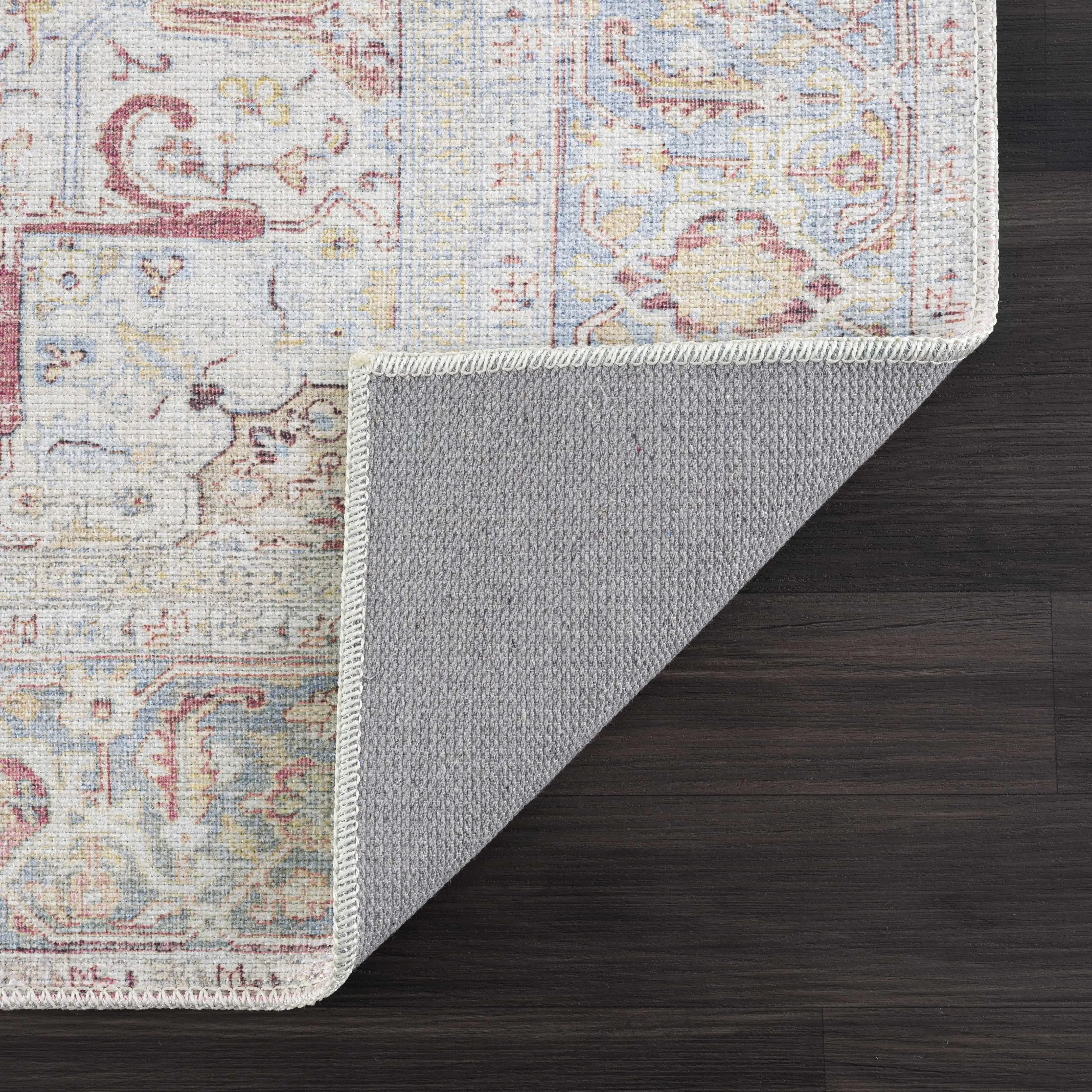 Cream Rust Leeston Vintage Washable Area Rug - Clearance - The Mayfair Hall