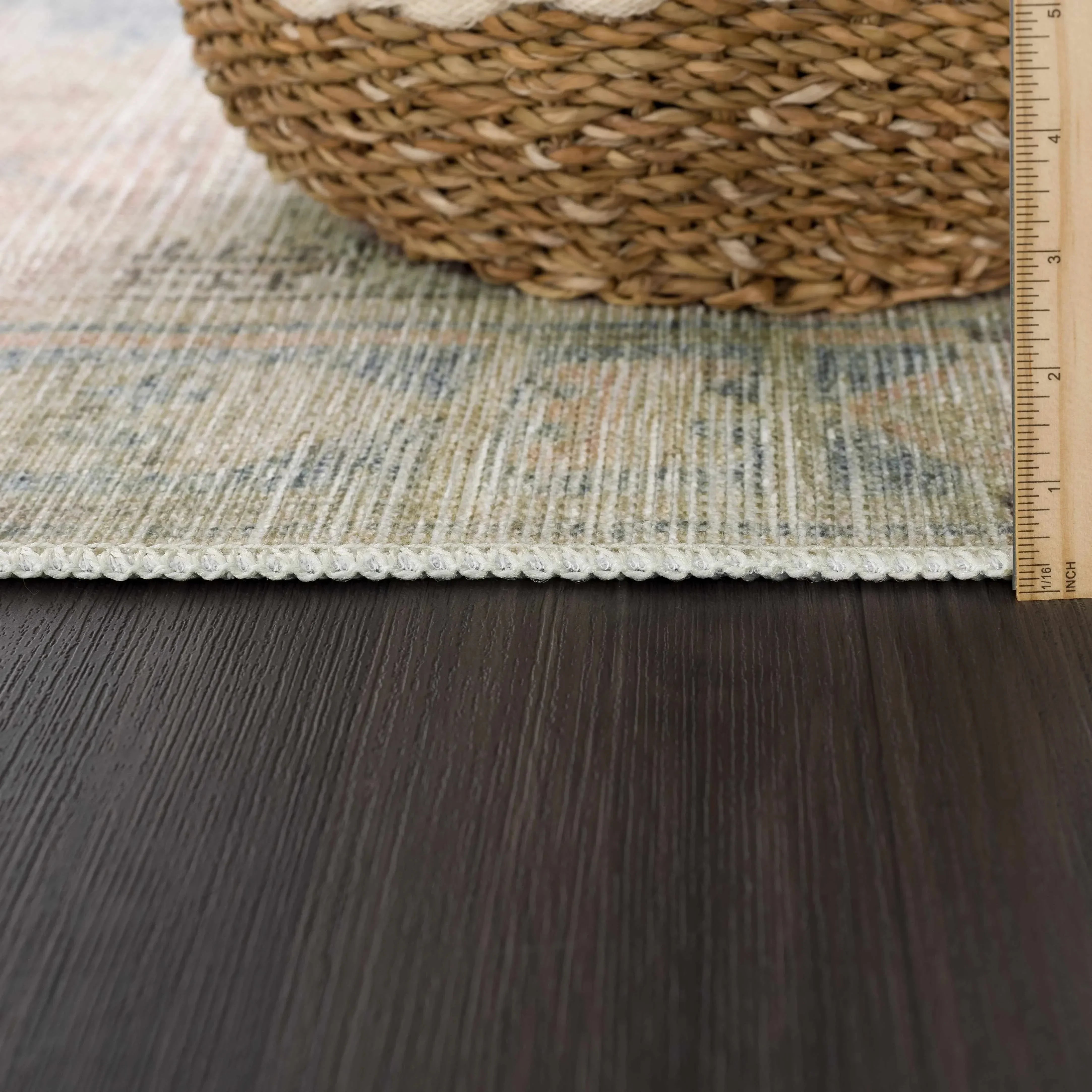 Light Olive Baloy Vintage Washable Area Rug - The Mayfair Hall