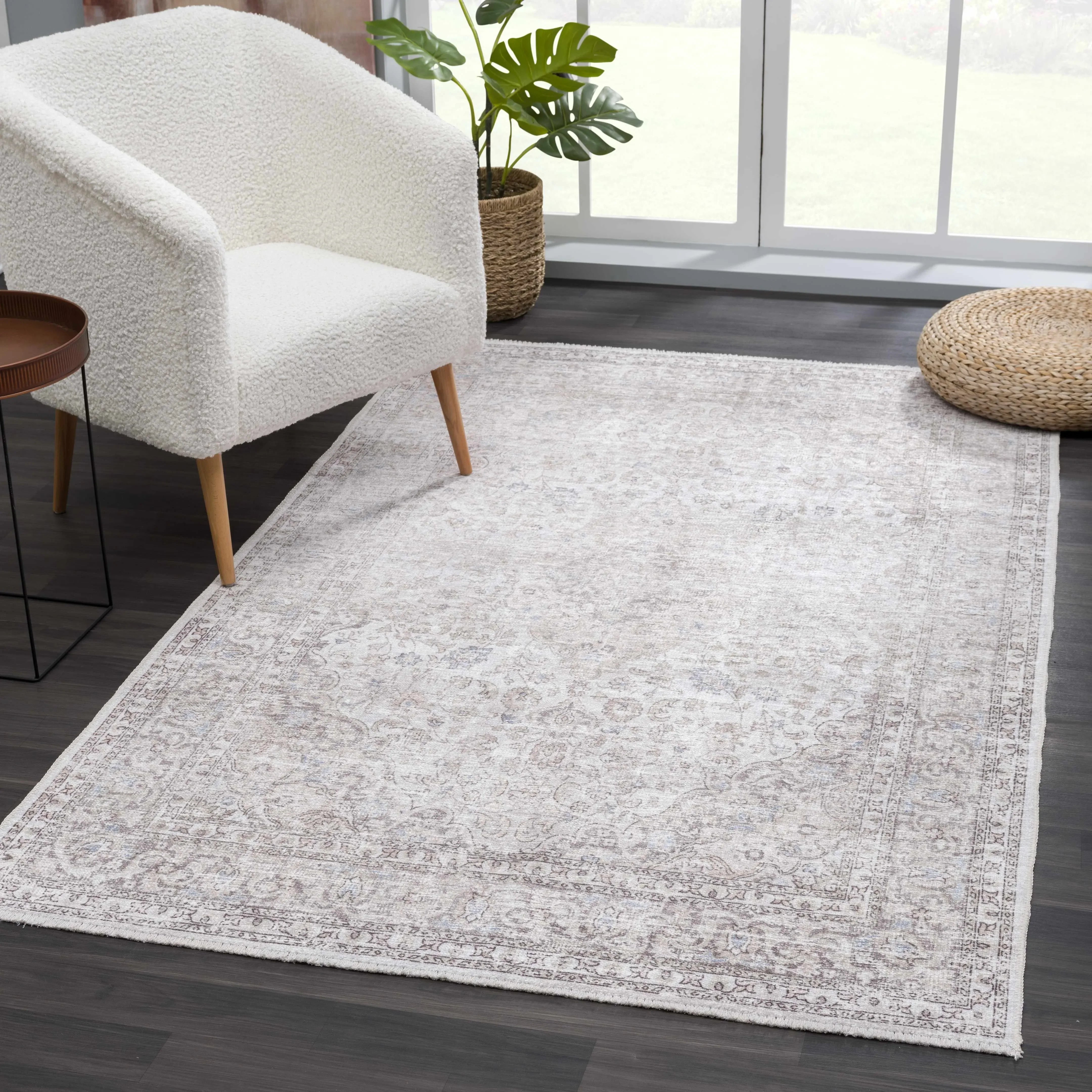 Cream Holi-2301 Washable Area Rug - The Mayfair Hall