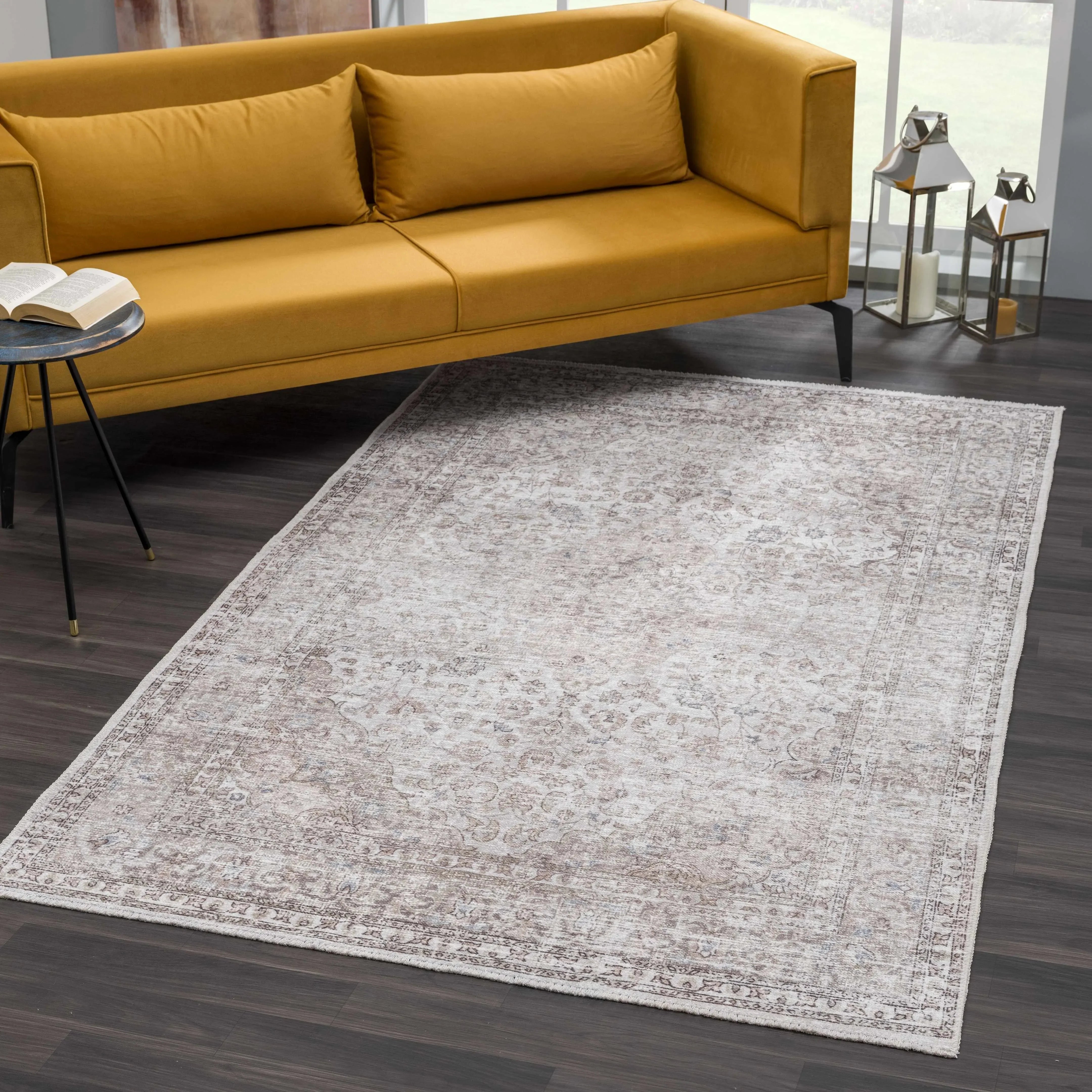 Cream Holi-2301 Washable Area Rug - The Mayfair Hall