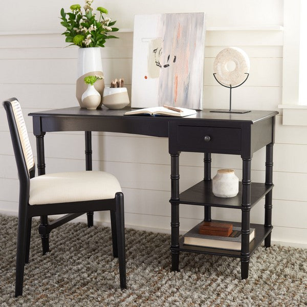 Henric 1 Drawer 2 Shelf Desk in Black