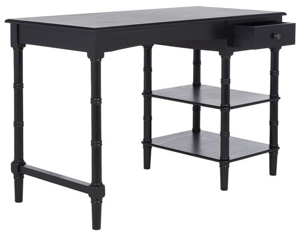 Henric 1 Drawer 2 Shelf Desk in Black