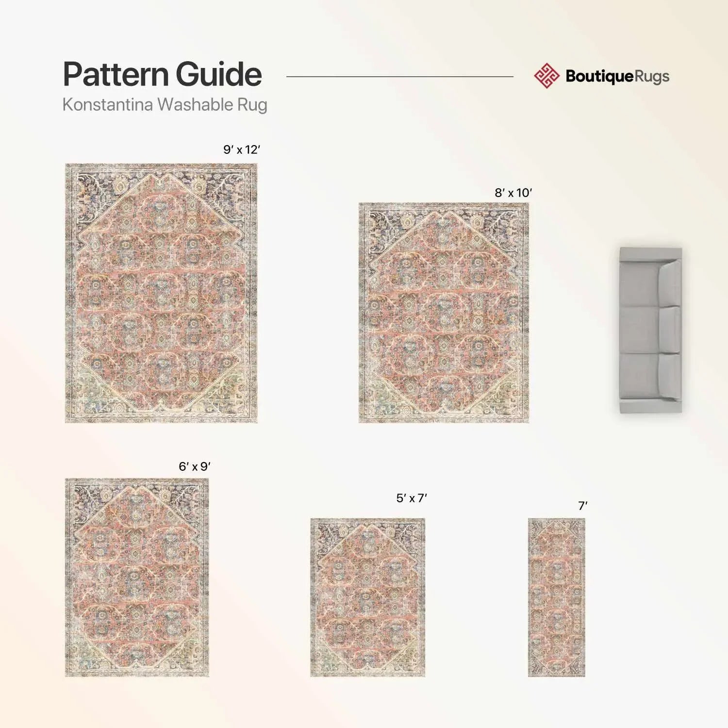 Konstantina Washable Traditional Rug - Limited Edition - The Mayfair Hall