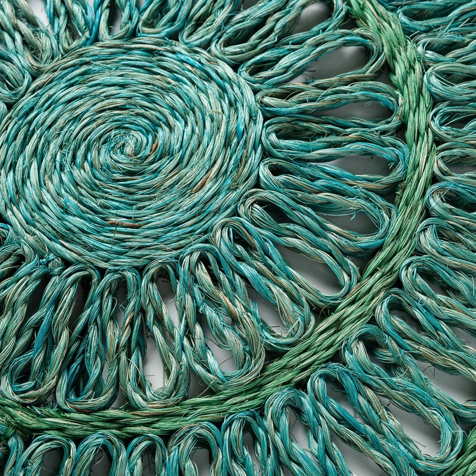 Loopy straw placemats, emerald, set of four - The Mayfair Hall