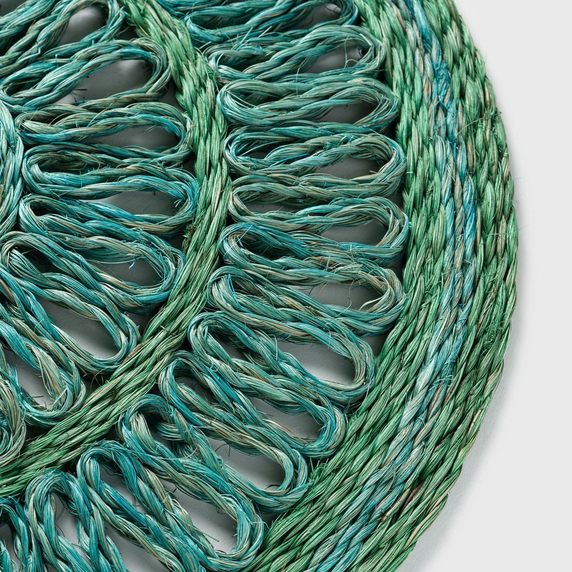 Loopy straw placemats, emerald, set of four - The Mayfair Hall