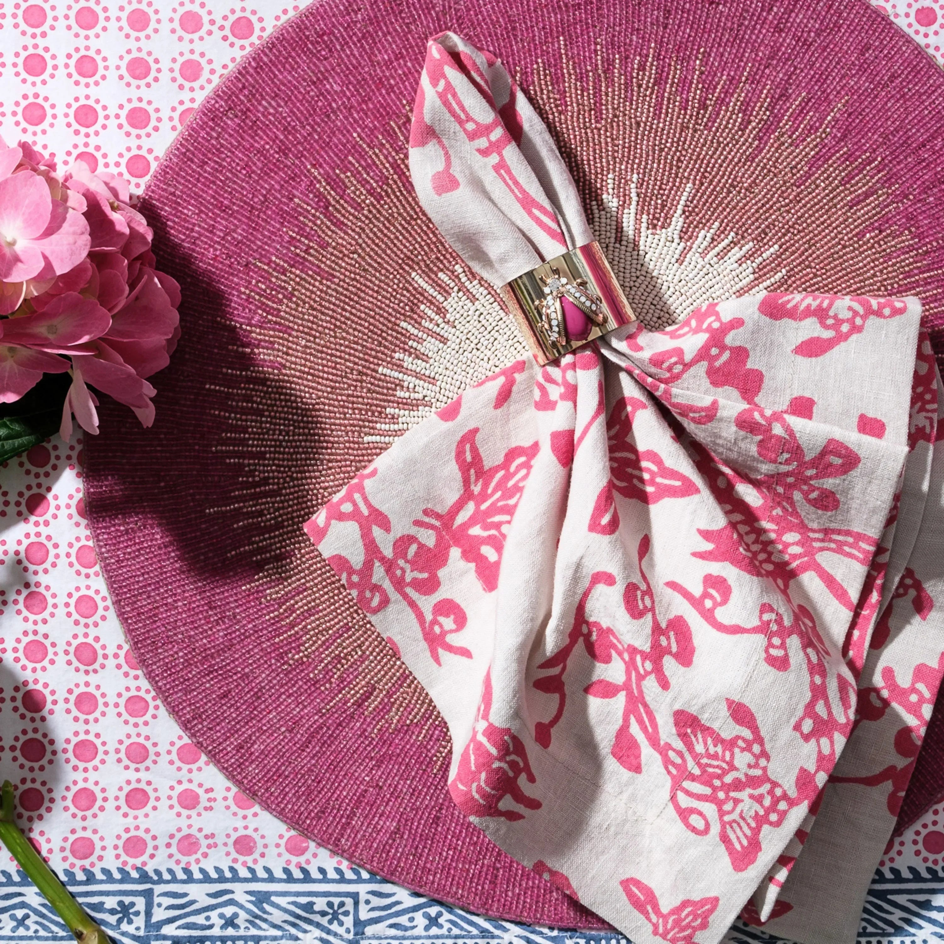 Dot print tablecloth, pink - The Mayfair Hall