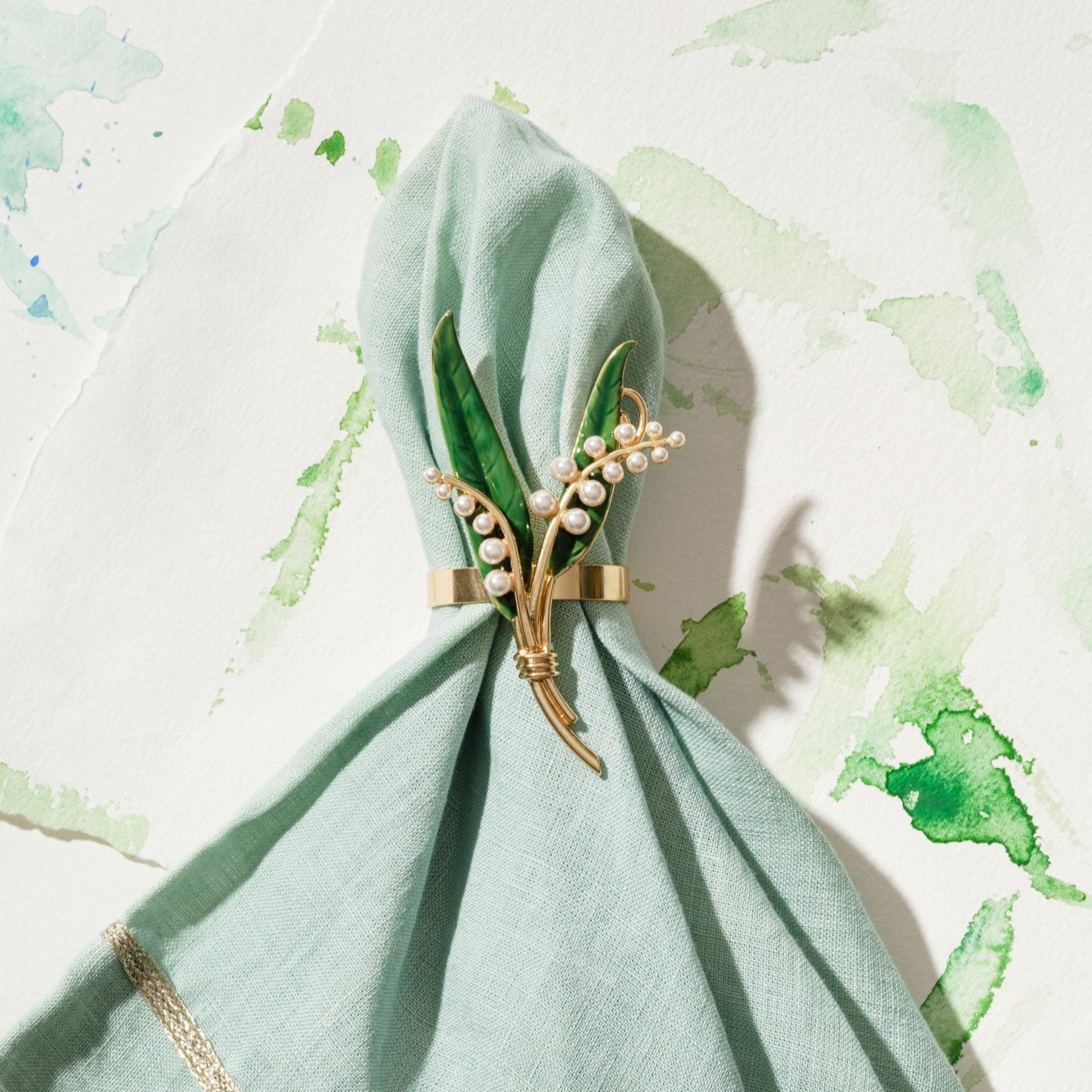 Lily of the valley skinny napkin rings, set of four