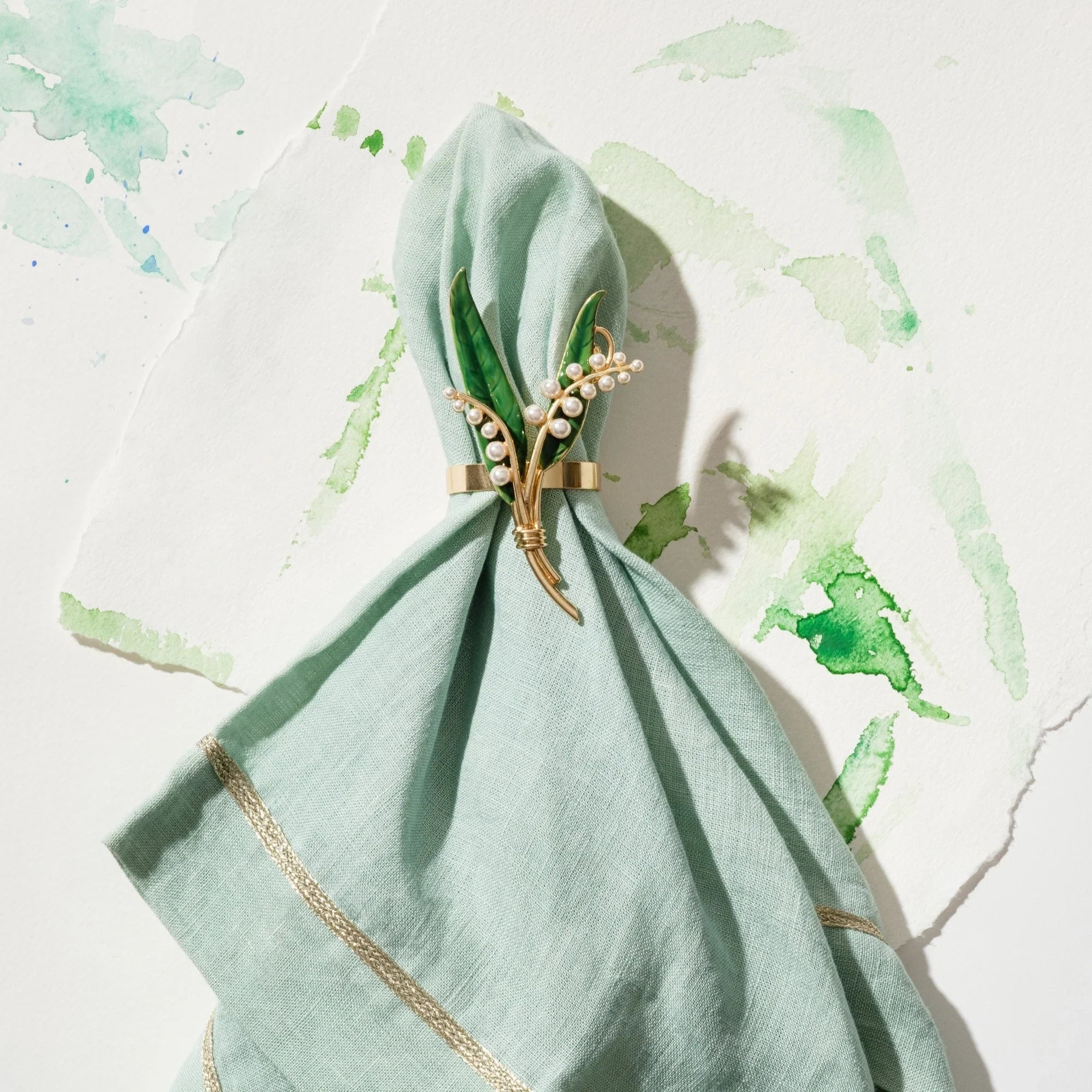 Lily of the valley skinny napkin rings, set of four