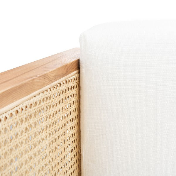 Petroski French Rattan Sofa in Natural with White Cushion