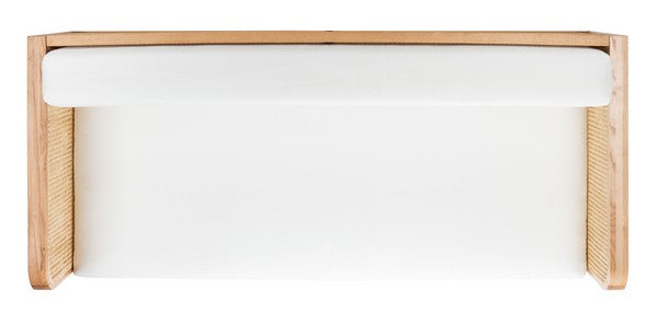 Petroski French Rattan Sofa in Natural with White Cushion