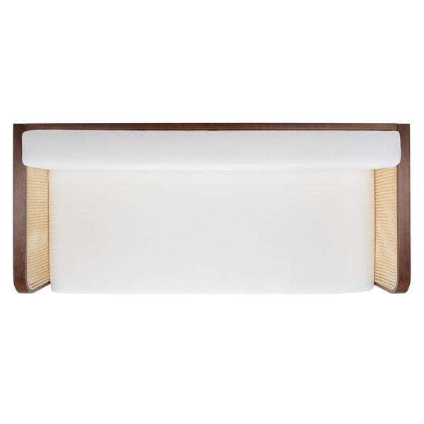 Petroski French Rattan Sofa in Walnut & Natural with White Cushion