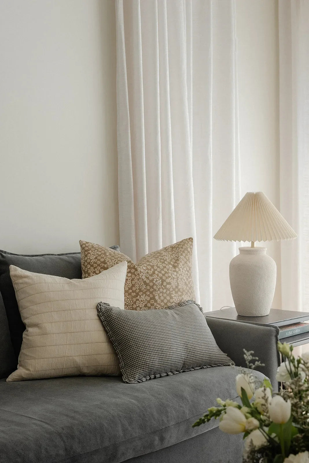 Mae Stripe Pillow Cover in Brown and Natural - The Mayfair Hall
