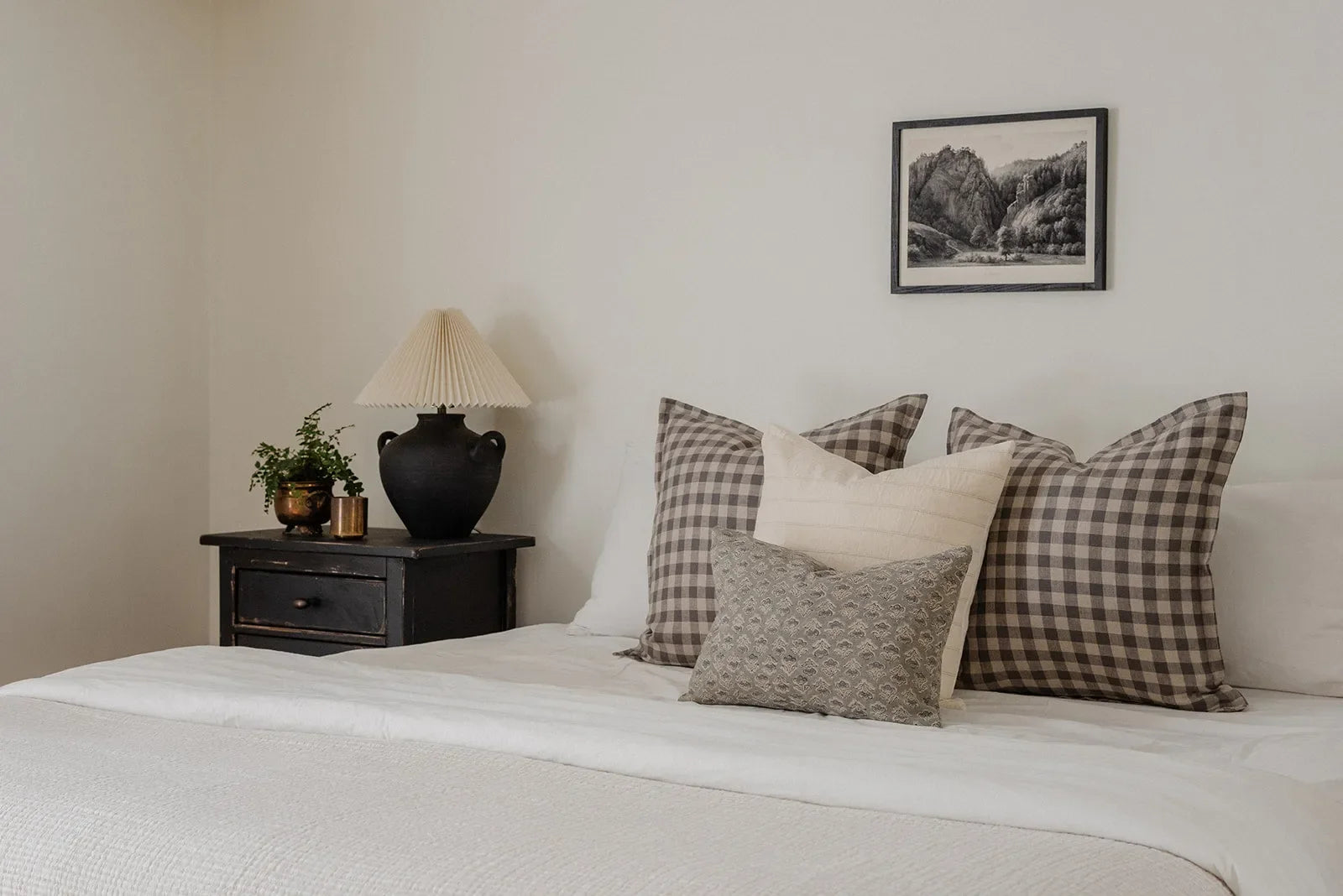 Hunter Gingham Pillow Cover in Gray - The Mayfair Hall