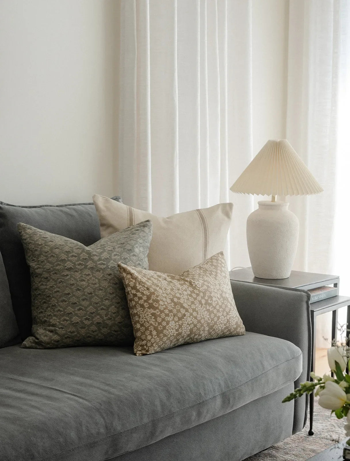 Eden Floral Pillow Cover in Blue - The Mayfair Hall