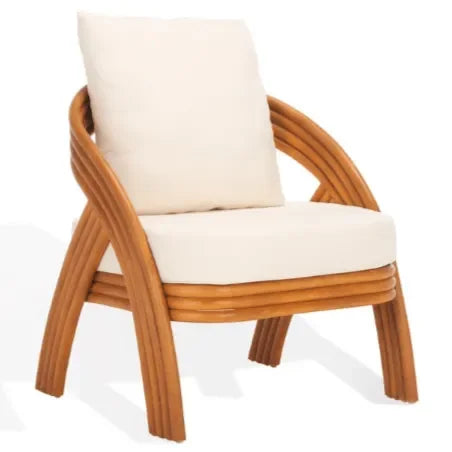 Demarco Rattan Accent Chair in Natural and White with Curved Back - The Mayfair Hall