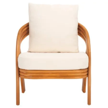 Demarco Rattan Accent Chair in Natural and White with Curved Back - The Mayfair Hall