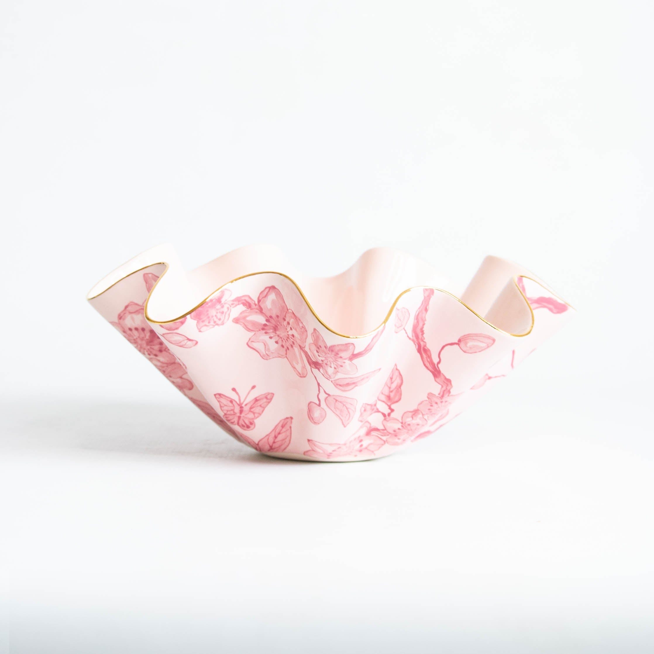 Desirie Pink Blossom Chinoiserie Wavy Bowls
