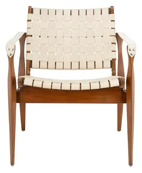 Dilan Leather Safari Chair in White - The Mayfair Hall