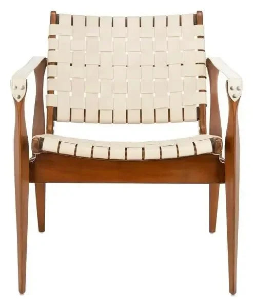 Dilan Leather Safari Chair in White - The Mayfair Hall