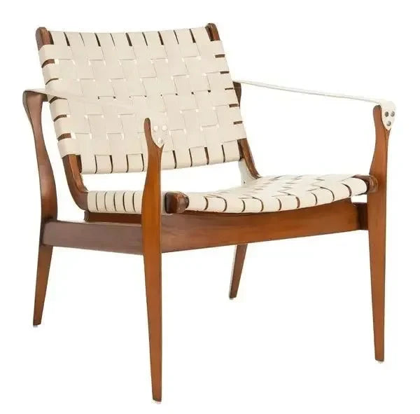 Dilan Leather Safari Chair in White - The Mayfair Hall