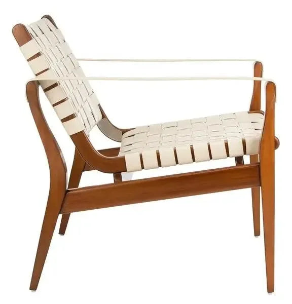 Dilan Leather Safari Chair in White - The Mayfair Hall