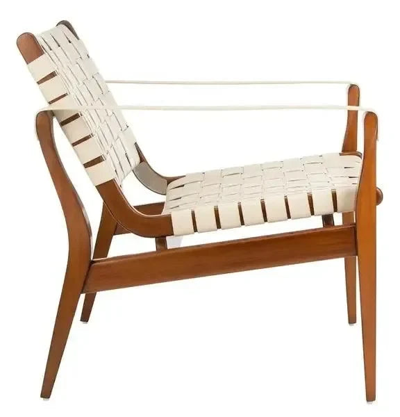 Dilan Leather Safari Chair in White - The Mayfair Hall