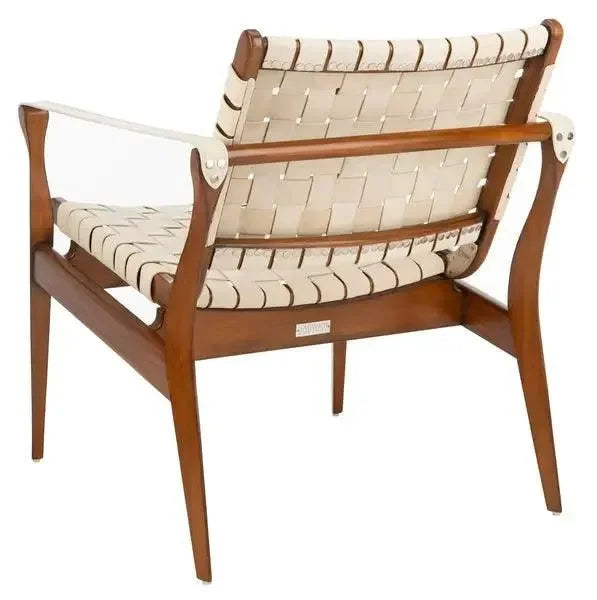 Dilan Leather Safari Chair in White - The Mayfair Hall