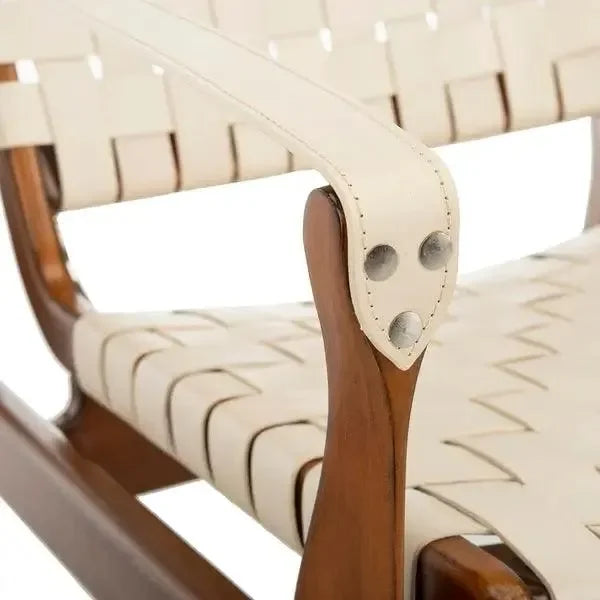Dilan Leather Safari Chair in White - The Mayfair Hall
