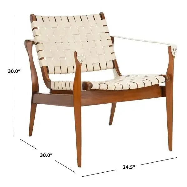 Dilan Leather Safari Chair in White - The Mayfair Hall
